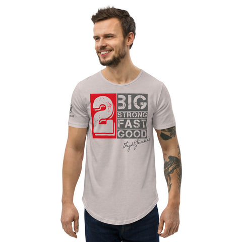 2Big2Strong Herren-T-Shirt mit abgerundetem Saum